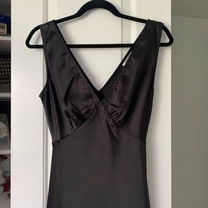 Peppermayo black v-neck midi dress with tie waist